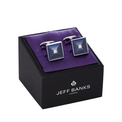 Jeff Banks Blue square enamel cufflinks in a gift box